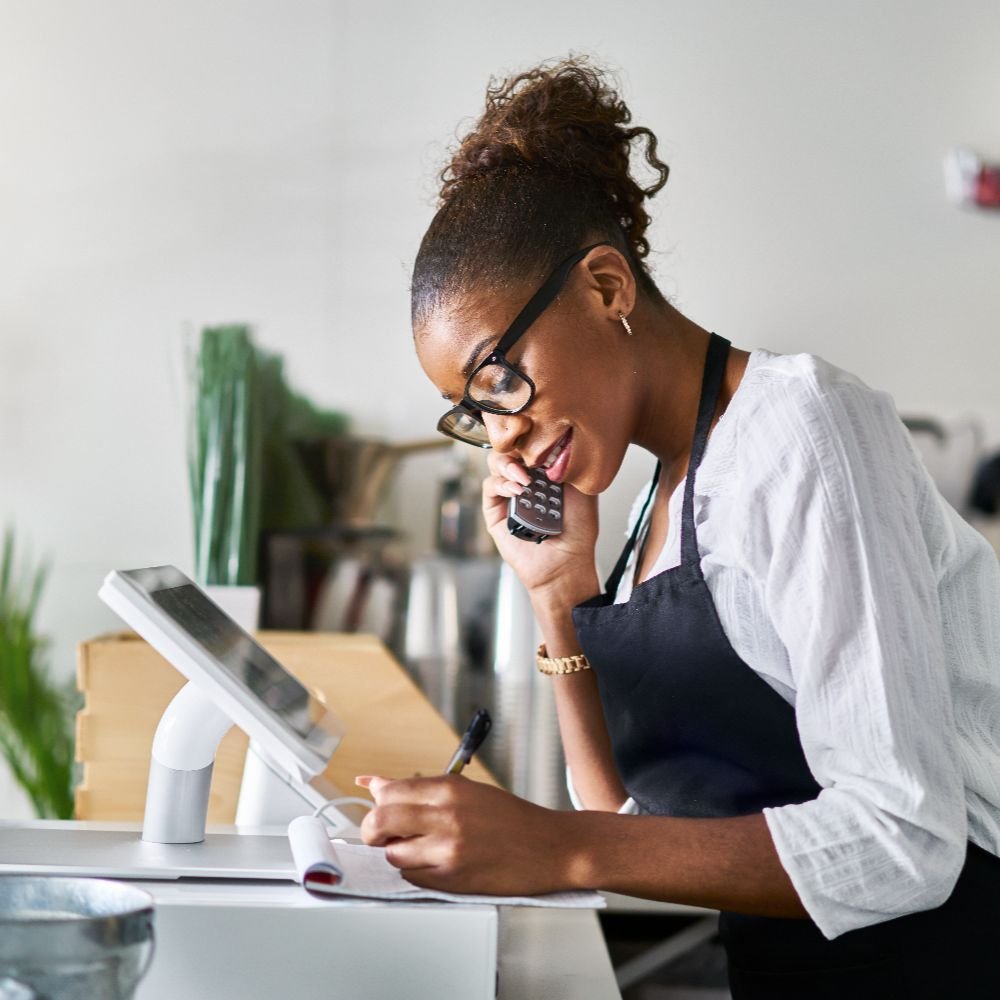 Business owner completing partnership inquiry form
