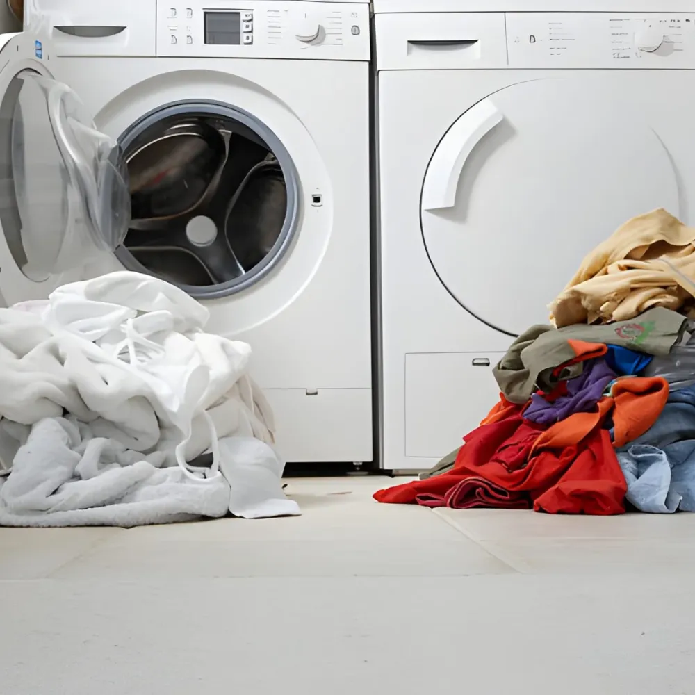 Laundry separation by type in front of washing machines